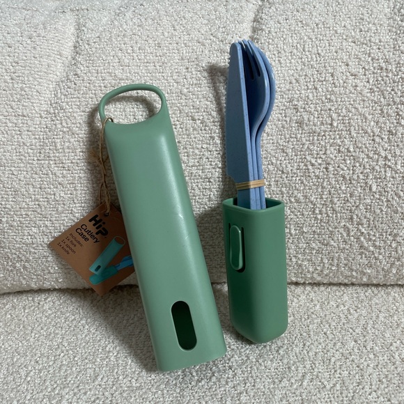 HIP 3 Piece Cutlery Set with Carrying Case Knife Fork Spoon Travel Lunch Pack - Picture 4 of 7